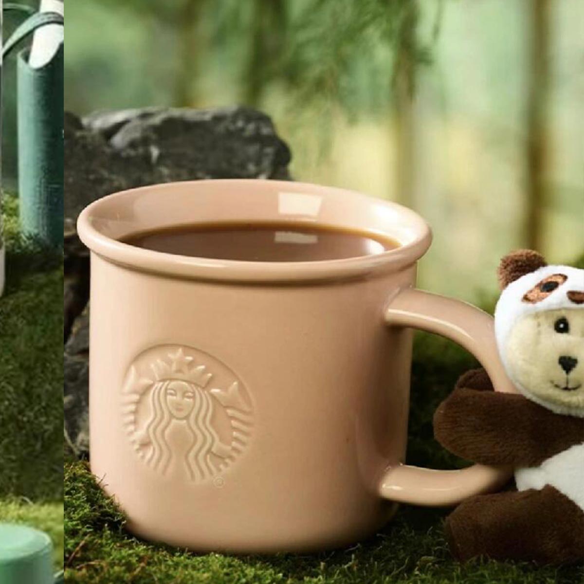 Starbucks China Traveling Panda series pink mug  330ml with panda Keychain