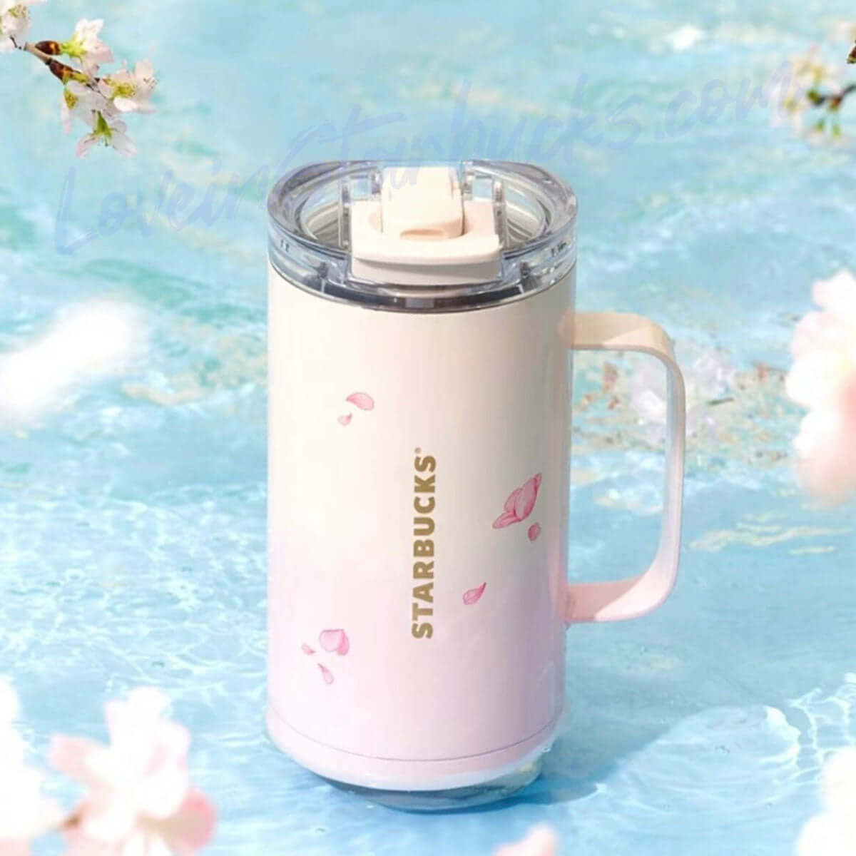 Starbucks China 2024 Sakura online pink stainless steel desktop cup 580ml