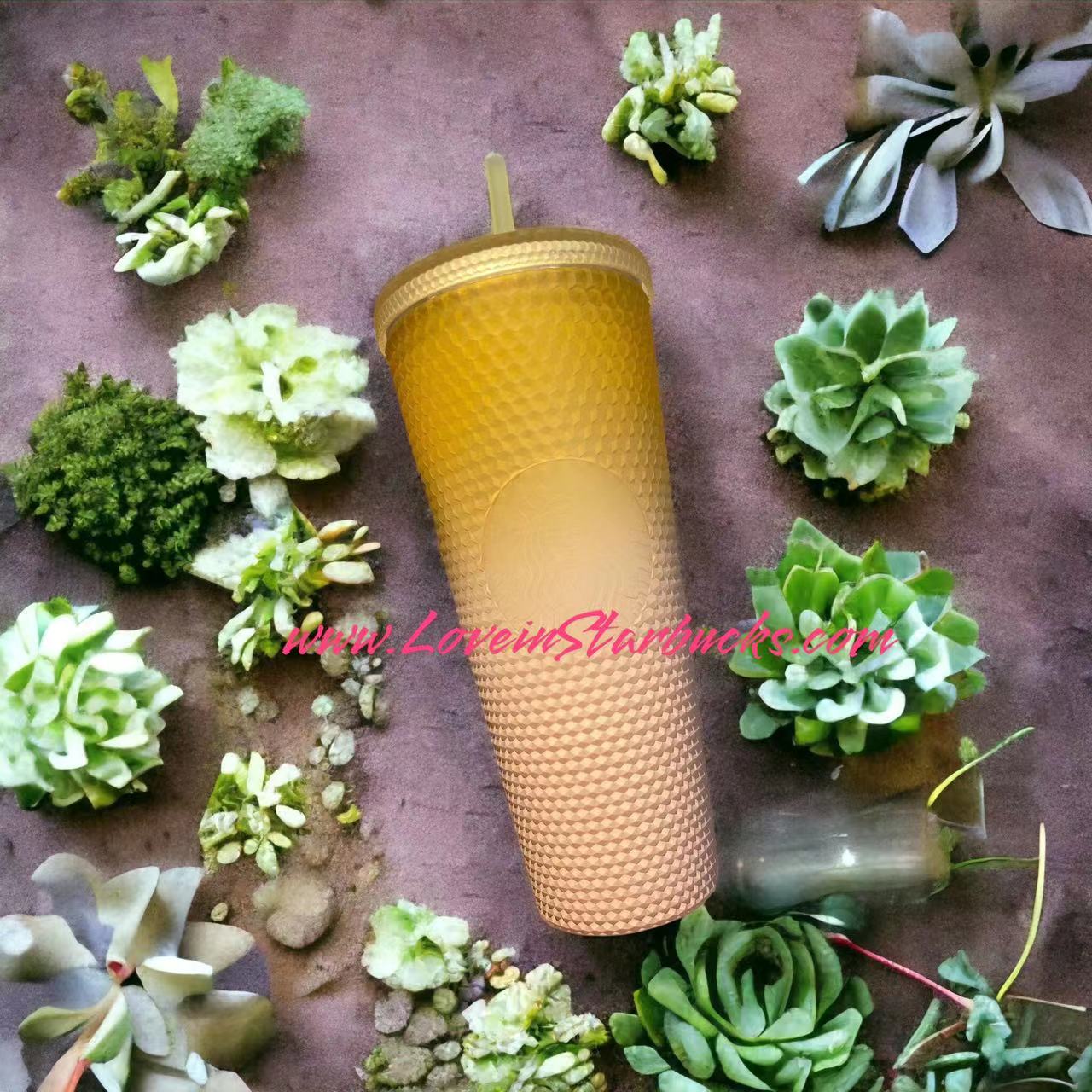 Starbucks Tumblers China 2023 Natural series yellow pink gradient studded straw cold cup 24oz