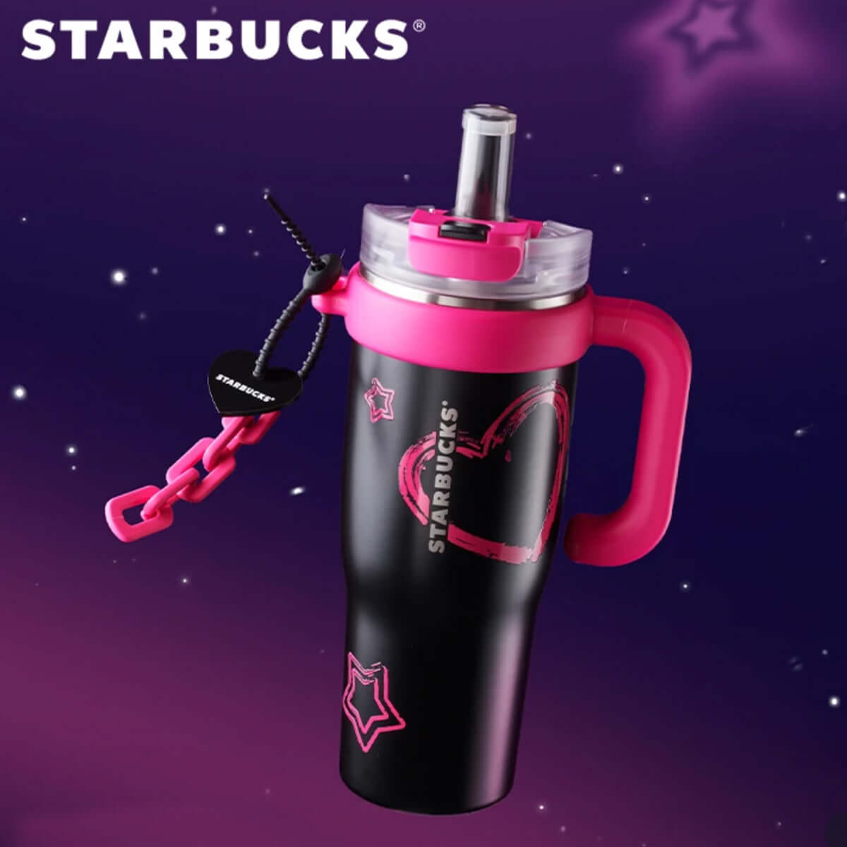 Starbucks China 2024 colorful summer black pink Stainless steel cup 1280ml