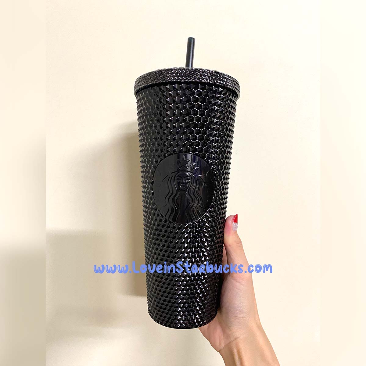 Starbucks Taiwan 2023 Christmas 1st series metallic chrome black studded straw cold cup 24oz