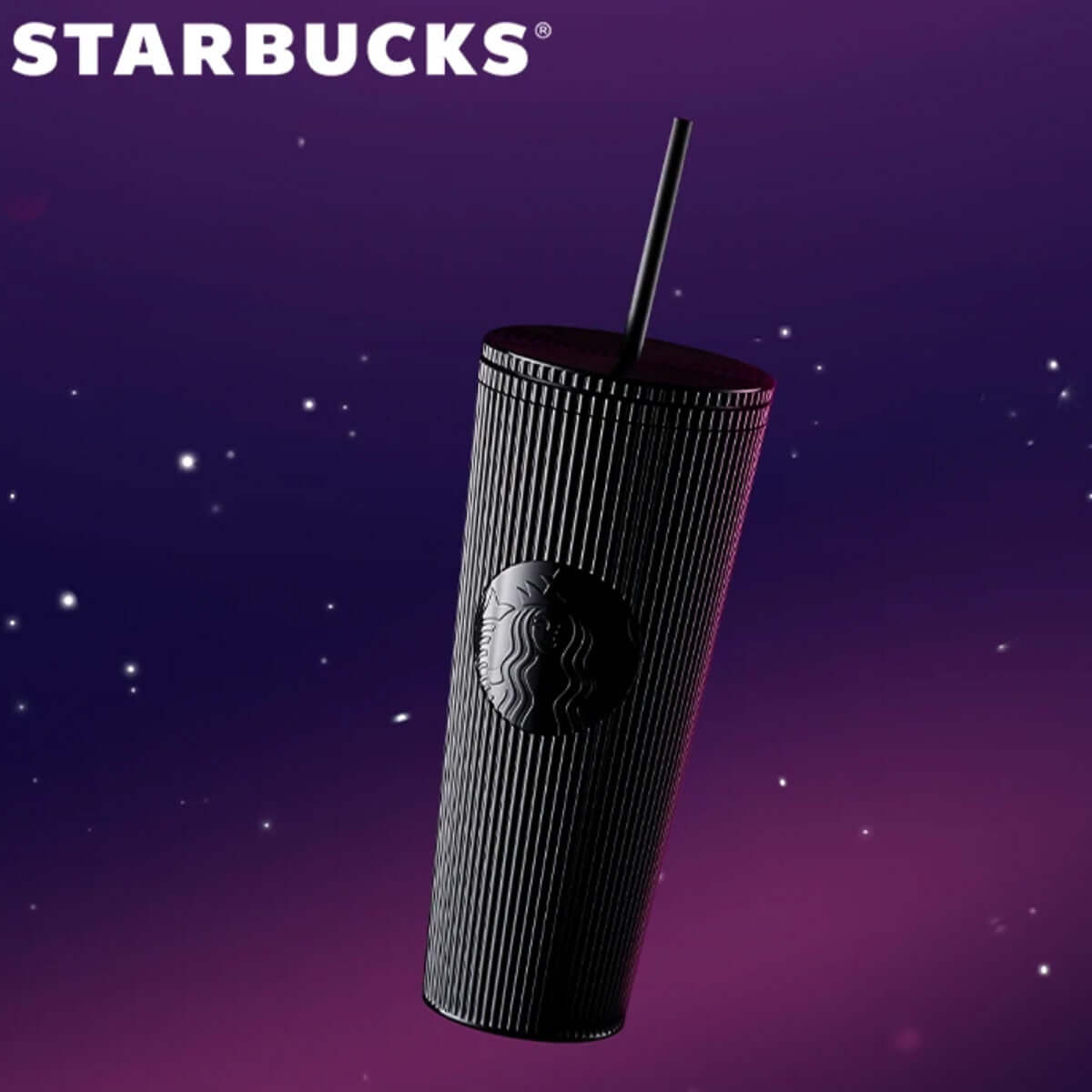 Starbucks China 2024 black stripe plastic straw cup 24oz