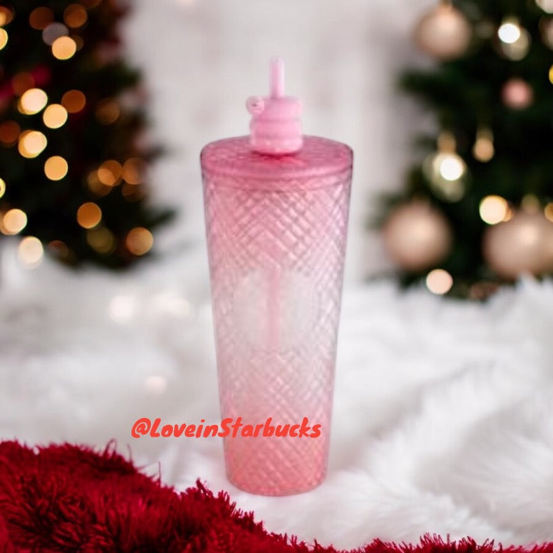 pre-order Starbucks Taiwan 2024 winter series pink jeweled straw cup 24oz coming with snake stopper