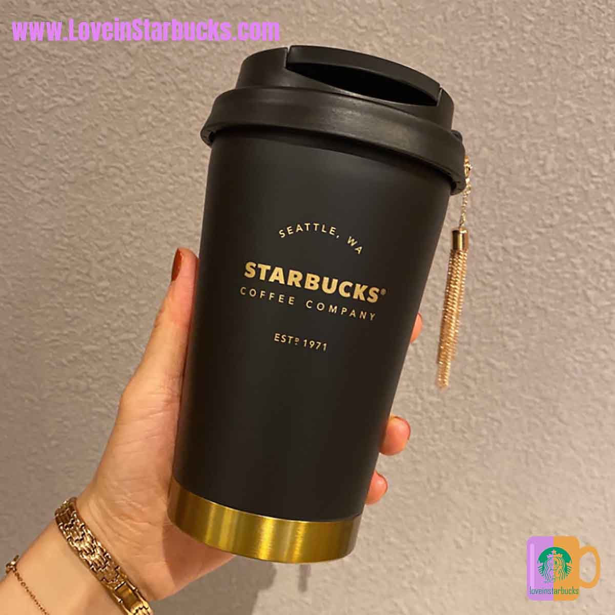 Starbucks tumblers China 2020 Xmas Red and black stainless steel accompanying cup with bag 384ml