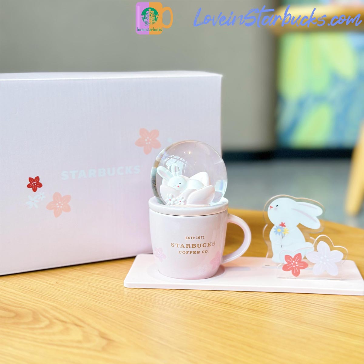 2023 China Starbucks Peach Blossoms  Rabbit Crystal Ball Mug set 89ml