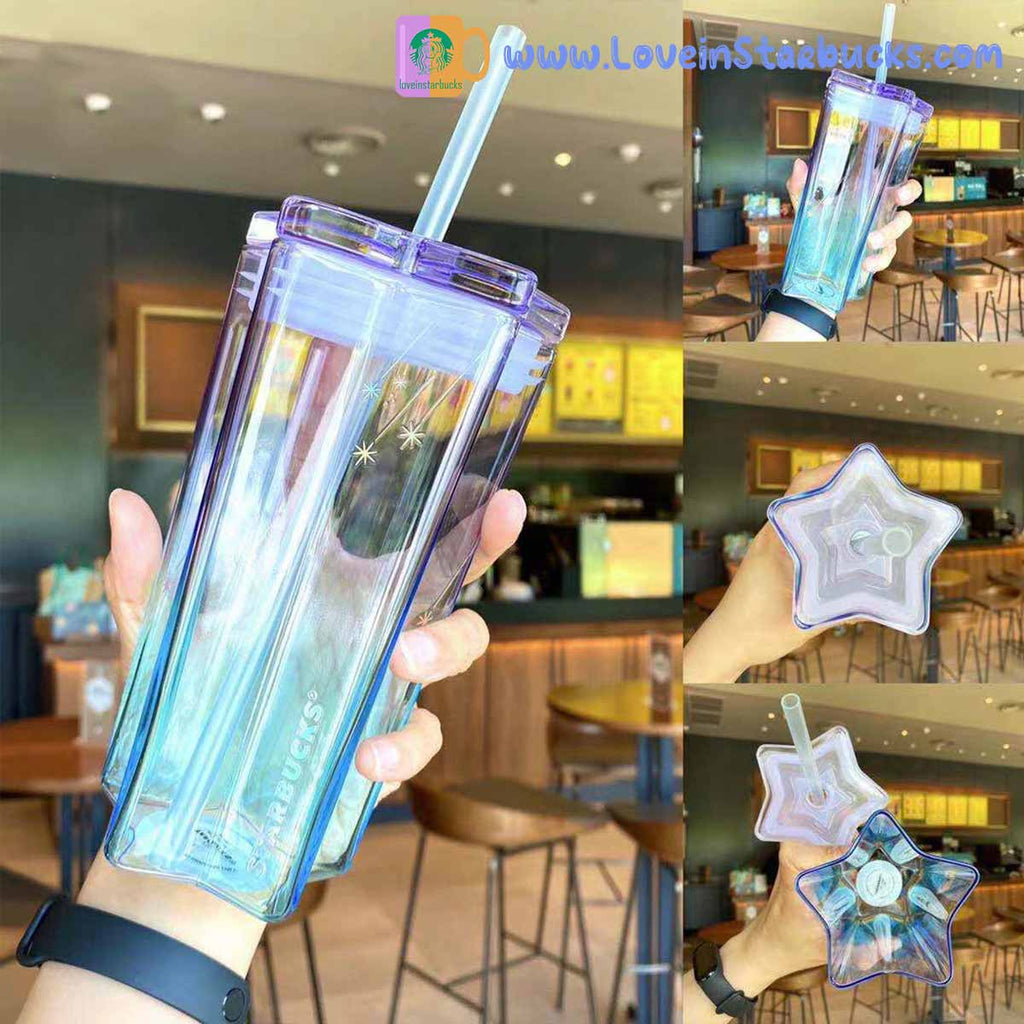 Starbucks tumblers 2021 China Dream glass stars Five-pointed star shaped straw cup 385ml
