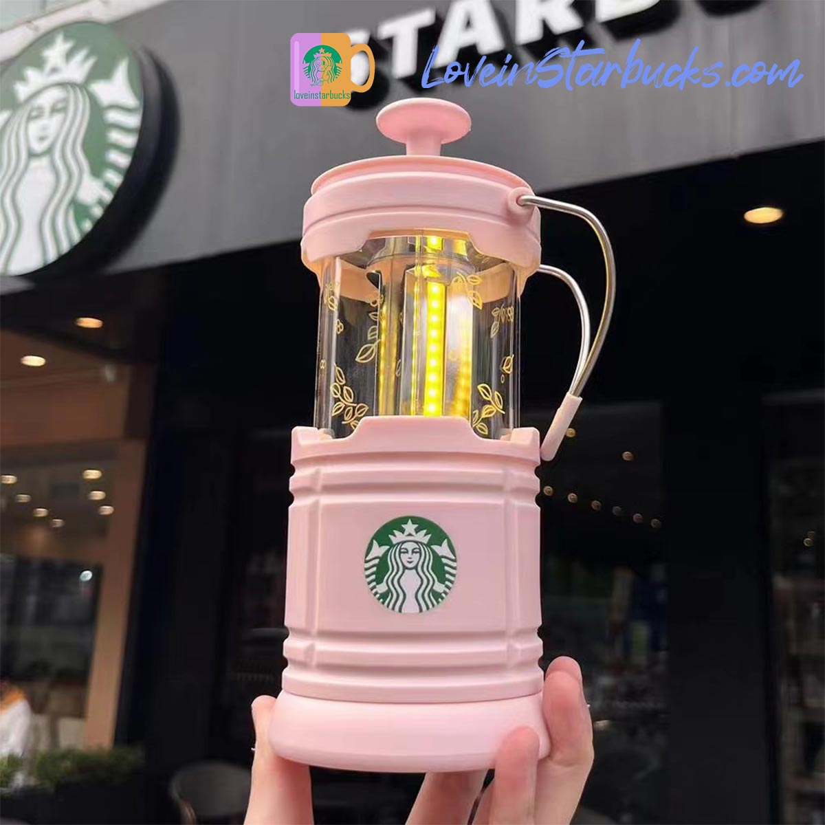 Starbucks China 2023 Camping lantern pink & green light