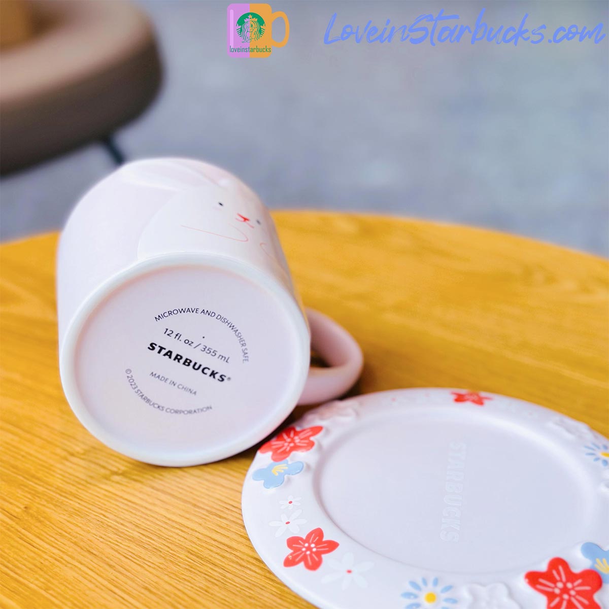 2023 China Starbucks Peach Blossoms  Rabbit Hidden Flowers Mug set 355ml