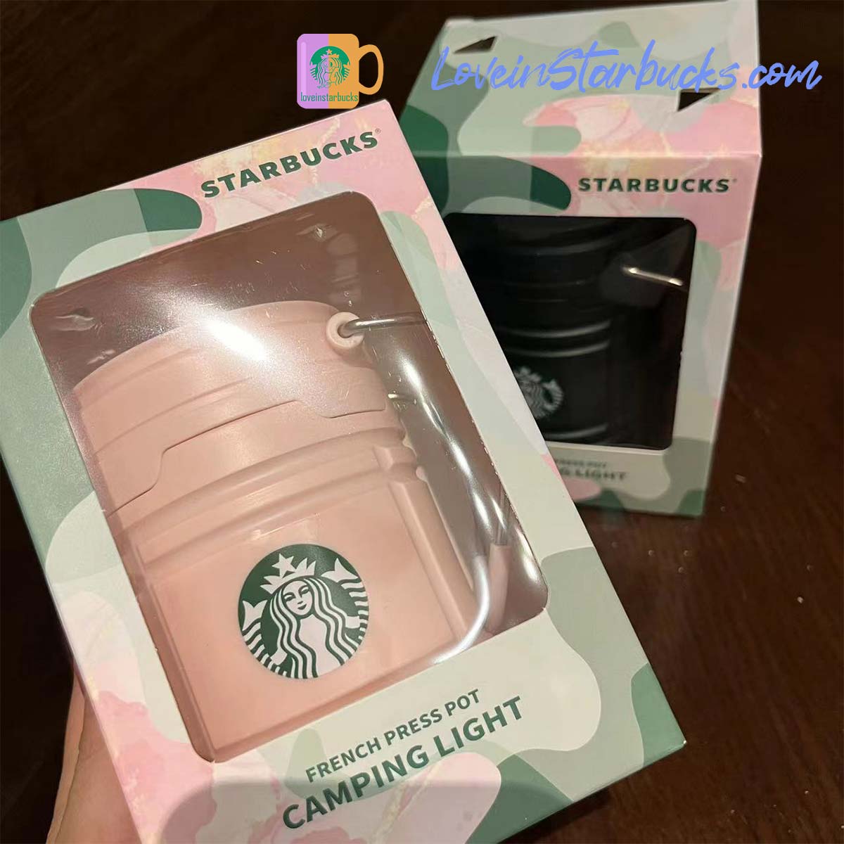 Starbucks China 2023 Camping lantern pink & green light