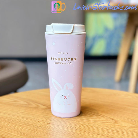 2023 China Starbucks Peach Blossoms  Pink Rabbit Stainless Steel Tumbler 520ml