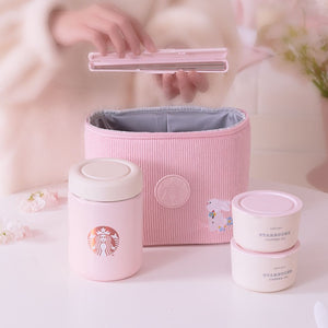 Starbucks China 2023 Spring Cute Rabbit Blooming Lunch Set Stainless Steel Cup Double Lunch Box Picnic Set