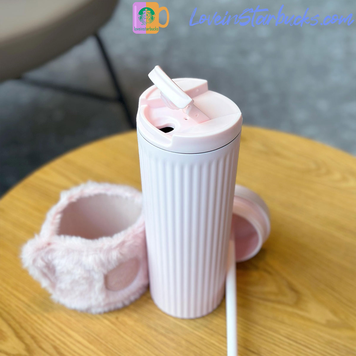 on sale 2023 China Starbucks Peach Blossoms Pink Striped Stainless Steel Straw Cup 16oz