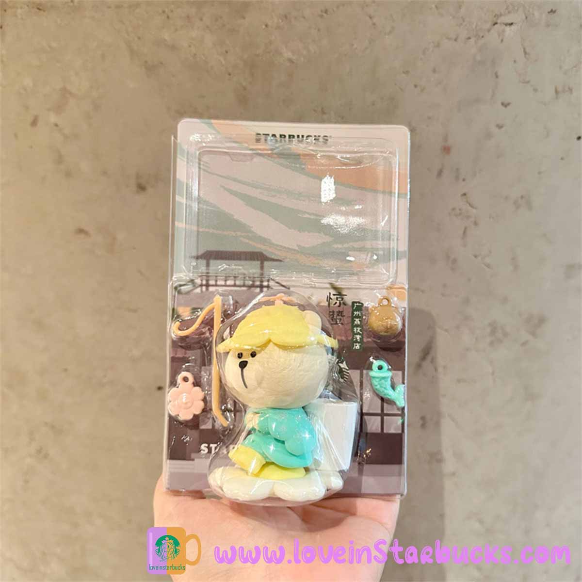 Starbucks China 2023 Spring flower-  Kite ,fisherman ,Sakura bear ornament bear doll