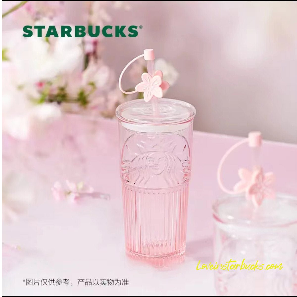 Starbucks Small Green 375ml Glass Straw Cup Milk Coffee Cup Tumbler Pink  Sakura