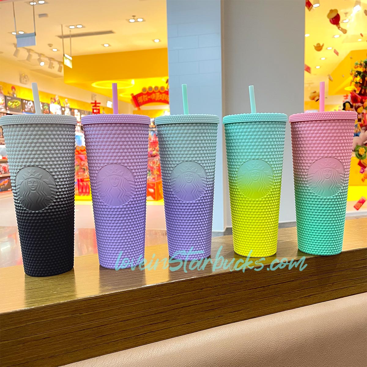 Starbucks Taiwan ombre matte purple pink gradient studded cold tumbler