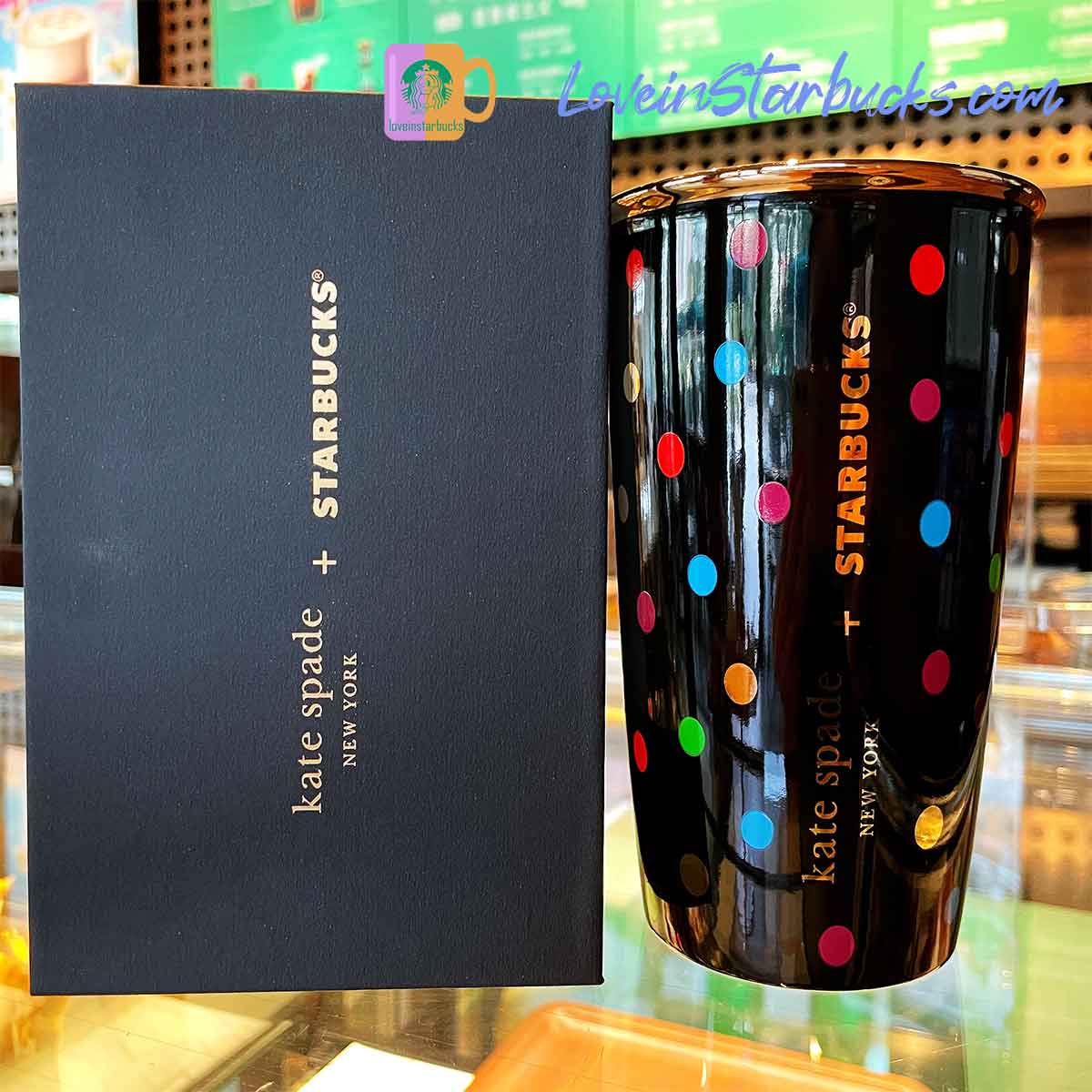 Starbucks Kate spade co-branded color dots Double-layer mug 375ml