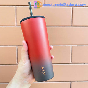 promotion Starbucks tumblers China 2022 Christmas Select red and black stainless steel Straw cup