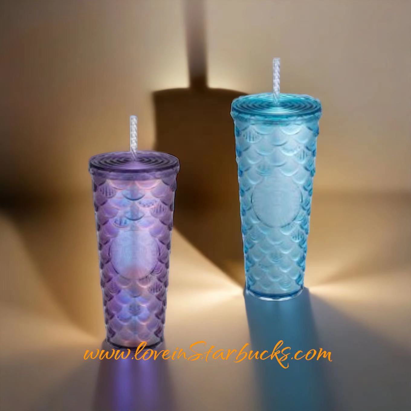 Starbucks Tumblers Taiwan Summer 3  mermaid purple / blue scale cup 24oz