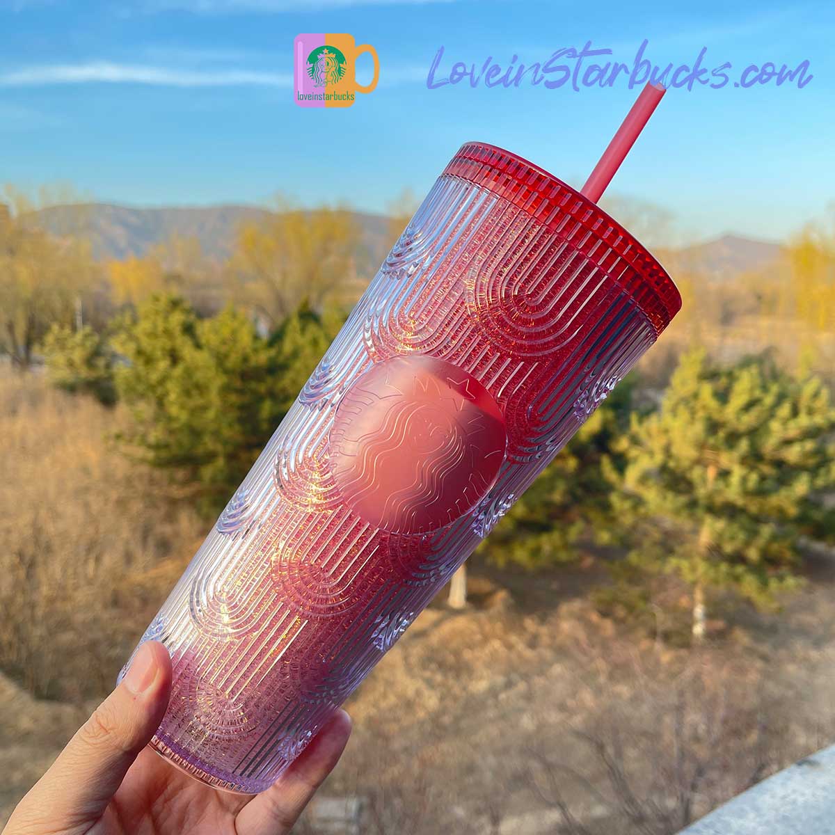 on sale Starbucks China 2023 new year online gradient red scale straw cold cup 24oz