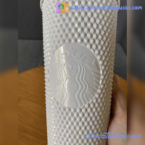 Starbucks tumblers Taiwan white and ice crown cold straw cup 24oz