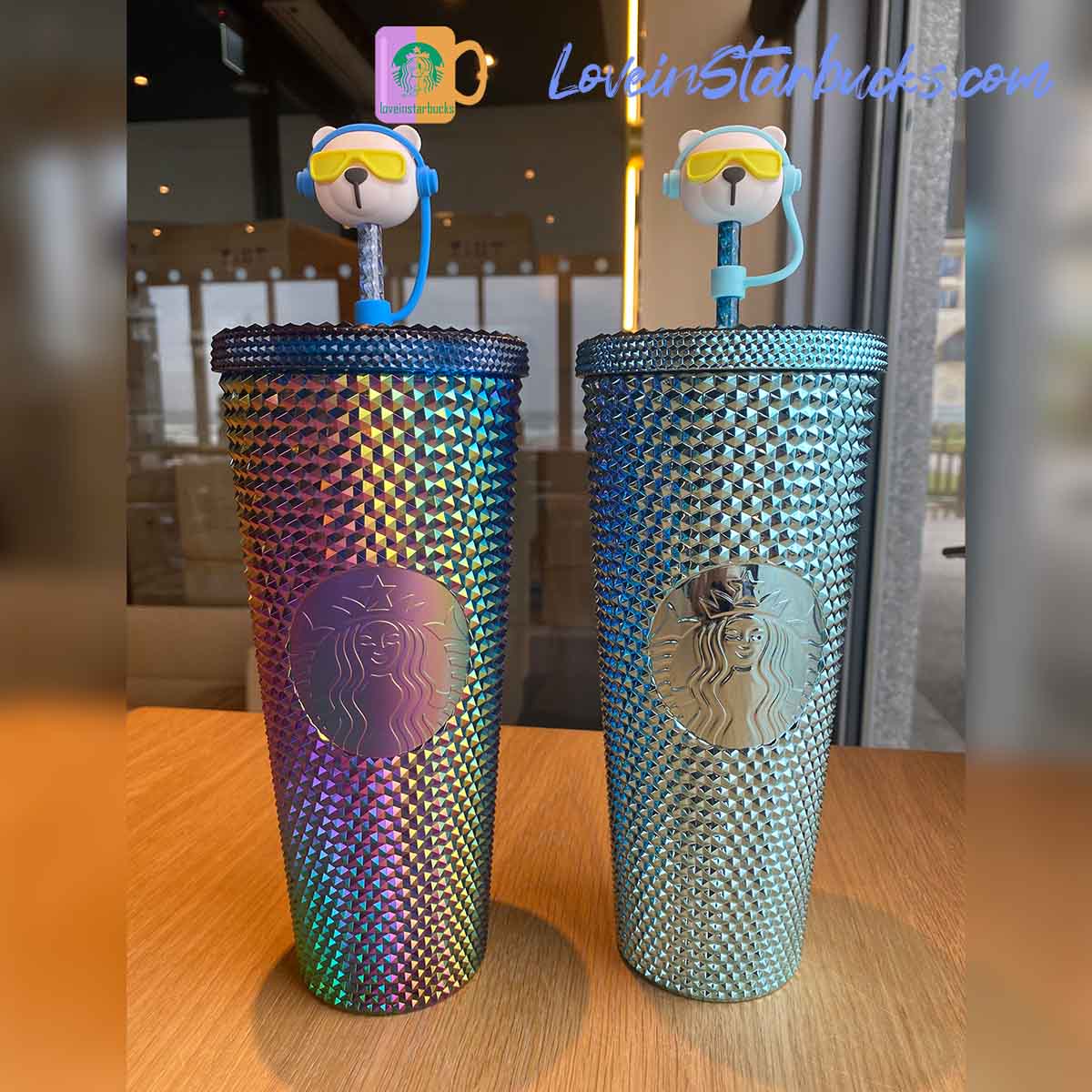 Starbucks tumbler Taiwan FuLong exclusive chrome blue , rock oil sick and baseball studded cups