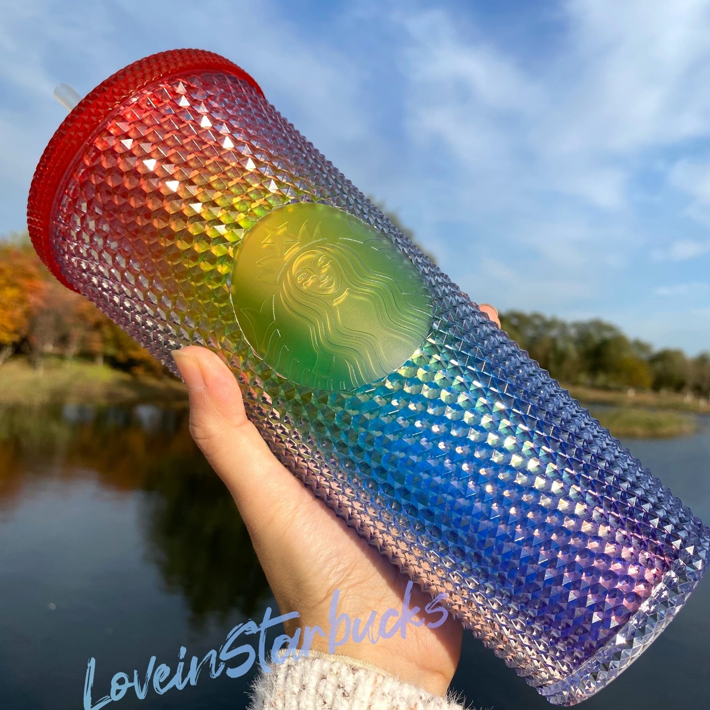 Promotion China Starbucks 2021 Valentine's Day Edition Rainbow studded straw cup - loveinstarbucks