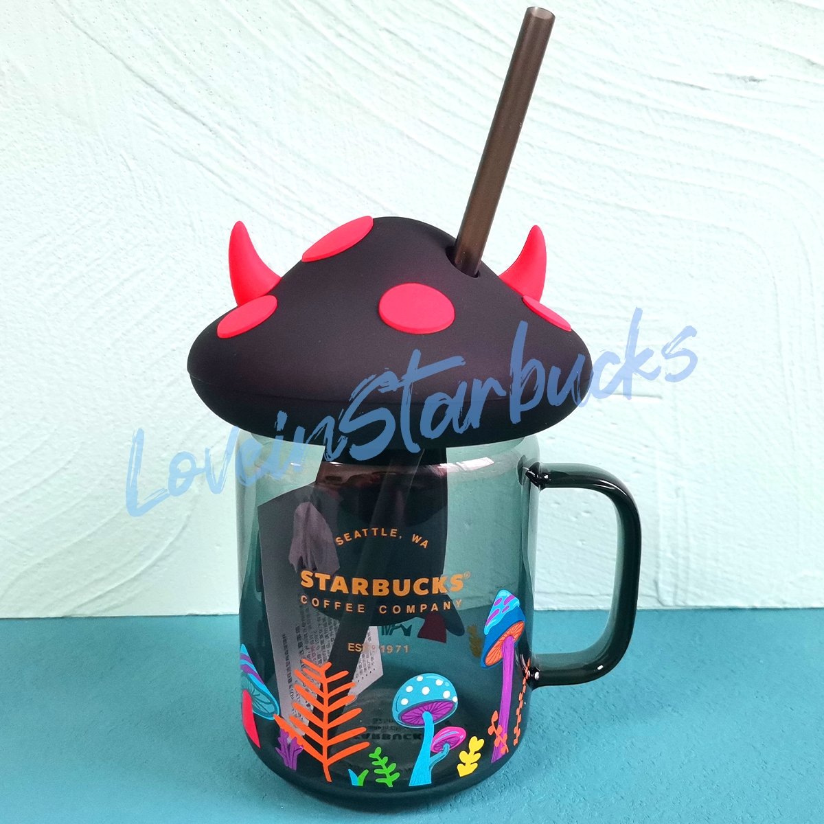 PROMOTION Starbucks China 2021 Halloween Mushroom shape glass 525ml - loveinstarbucks