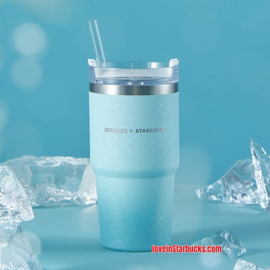 promotion Starbucks China 2022 anniversary stanley ice crack gradient blue Stainless Steel Straw Cup 20.08 oz - loveinstarbucks