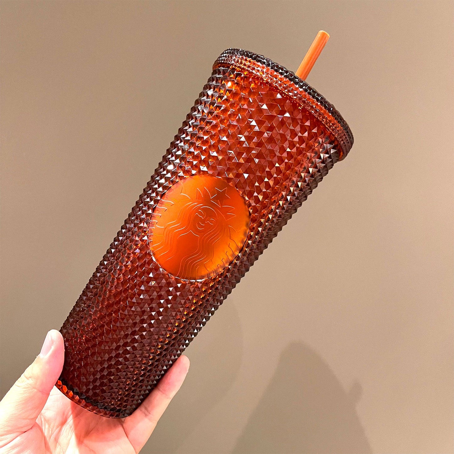 promotion Starbucks China 2022 Halloween orange Pumpkin straw studded cup 24oz - loveinstarbucks