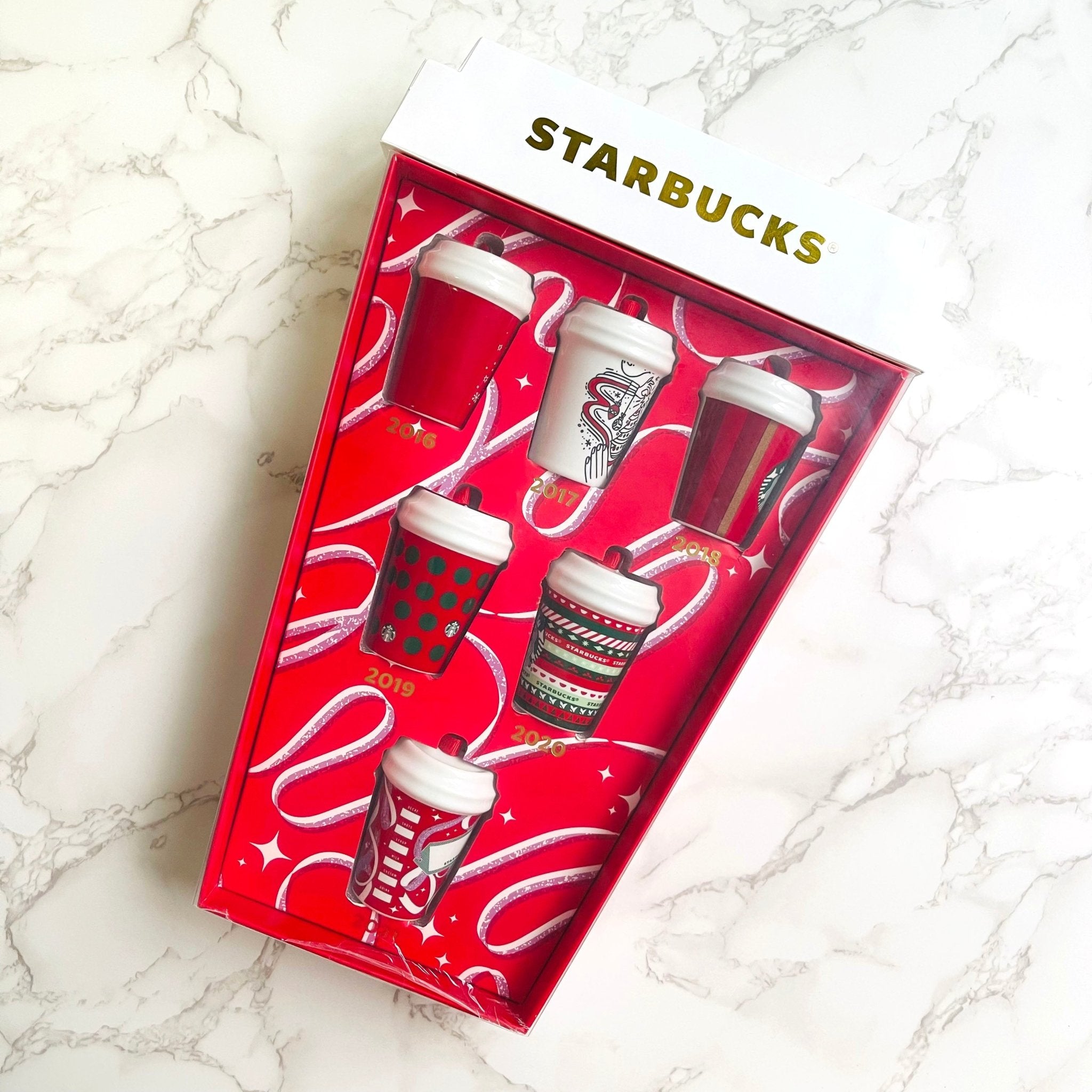 Starbucks China mini Classic red cup ornaments - one box -6 mini cups