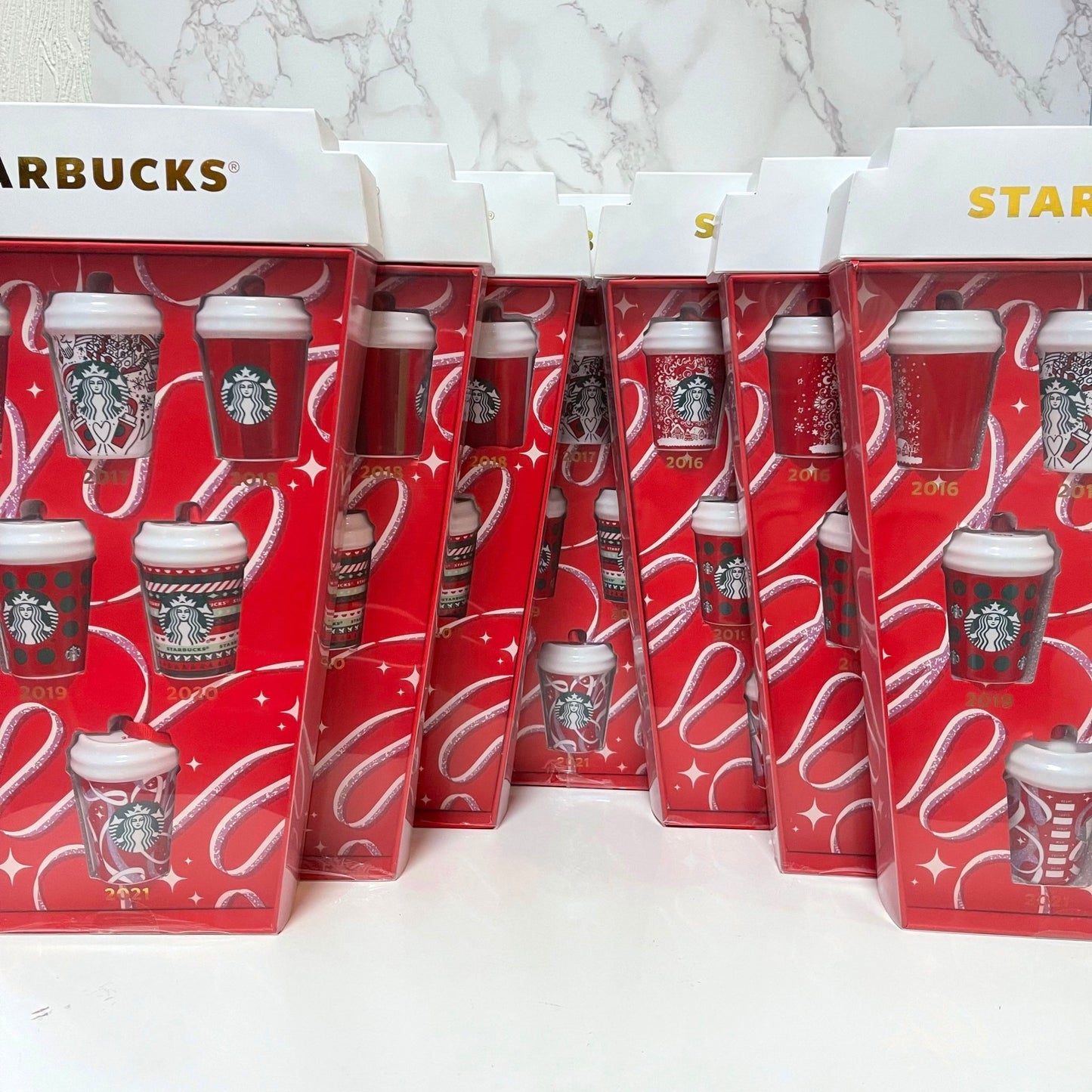 promotion- Starbucks China mini Classic red cup ornaments - one box -6 mini cups - loveinstarbucks