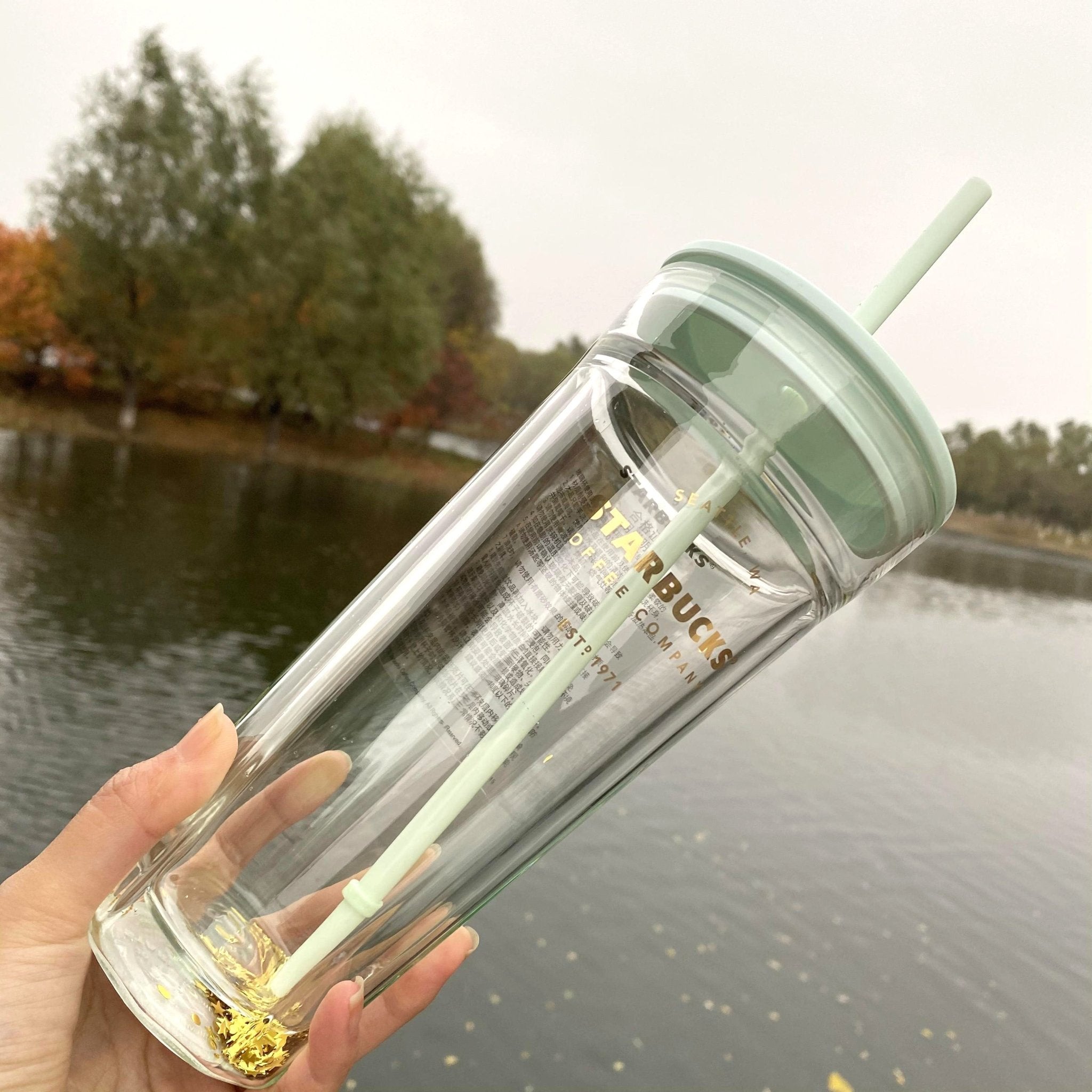 Starbucks jungle double-layer Classic Glass Straw 20oz cup