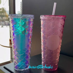 promotion Starbucks pink scale and unicorn scale two straw cold cups 24oz - loveinstarbucks