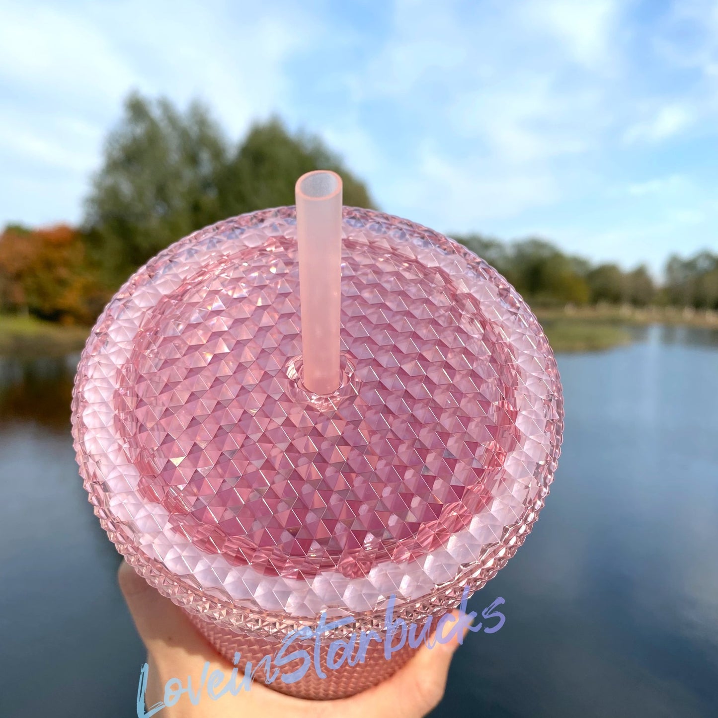 Promotion Starbucks Studded Straw Cup Gradient Pink Tumbler 24oz cup - loveinstarbucks