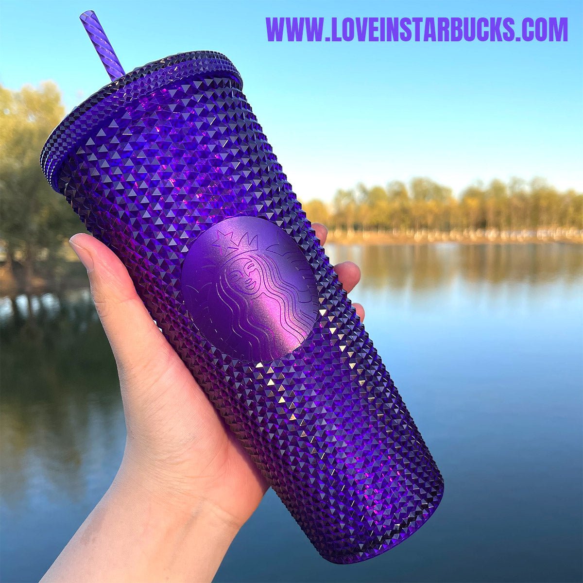 promotion Starbucks Thailand 2022 bling purple straw cup 24oz - loveinstarbucks