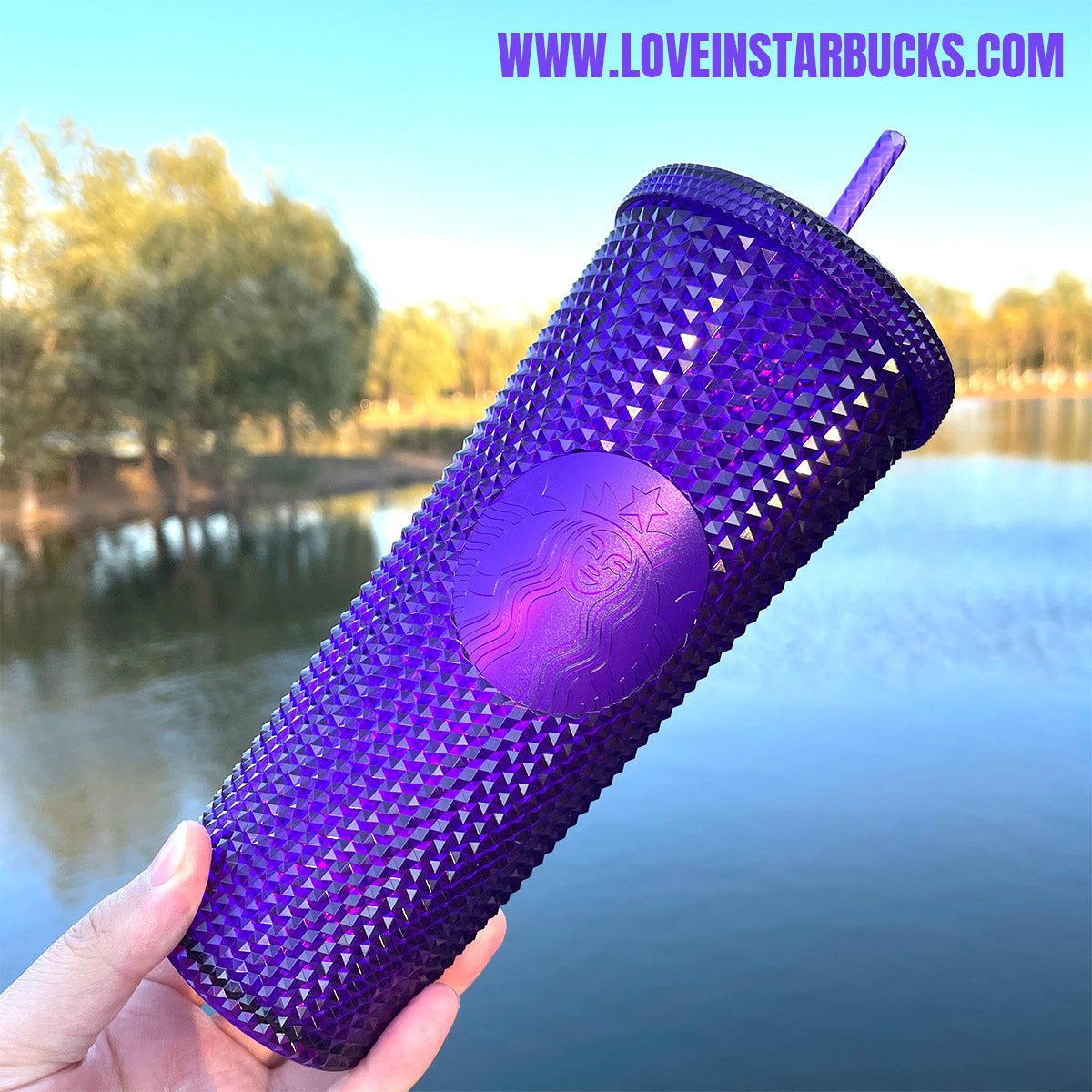 promotion Starbucks Thailand 2022 bling purple straw cup 24oz - loveinstarbucks