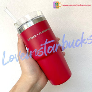 Starbucks 16oz Stanley red Stainless Steel Straw Cup , 2020 released - loveinstarbucks