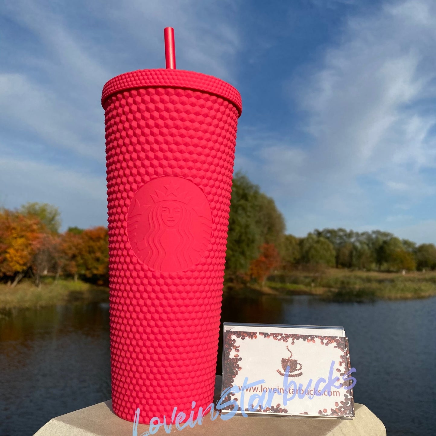 Starbucks 2021 Taiwan Tumbler Ruby Pink Matte Diamond Studded 24oz Straw Cold Cup - loveinstarbucks