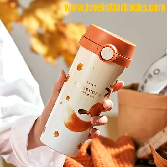 Starbucks 2022 autumn forest Fox Maple Leaf Stainless Steel Thermos Cup - loveinstarbucks