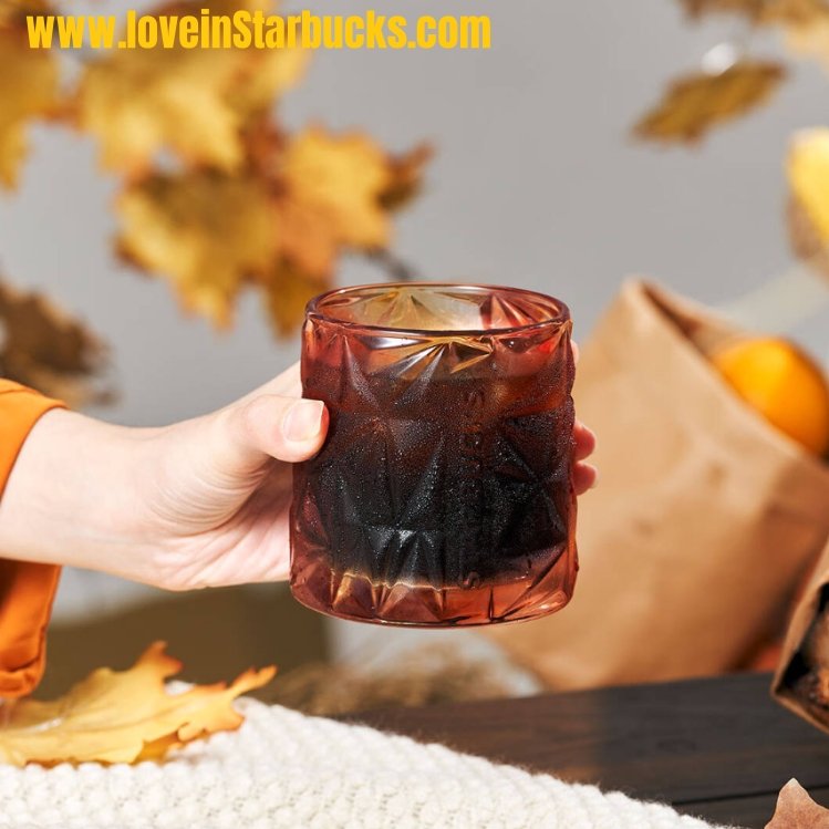 Starbucks 2022 autumn forest Golden Autumn Gradient Cut Glass 300ml - loveinstarbucks