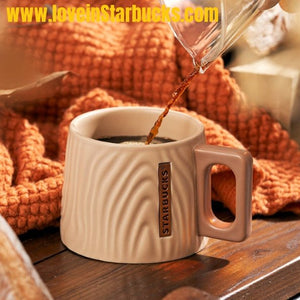 Starbucks 2022 autumn forest Wood grain relief ceramic mug - loveinstarbucks