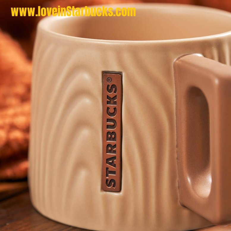 Starbucks 2022 autumn forest Wood grain relief ceramic mug - loveinstarbucks