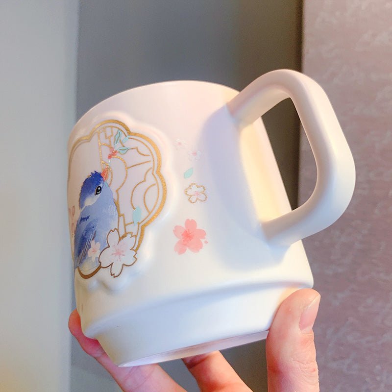 Starbucks 2022 China sakura Bird Watching Flowers Mug 415ml - loveinstarbucks