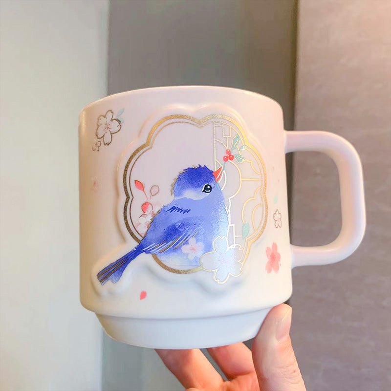 Starbucks 2022 China sakura Bird Watching Flowers Mug 415ml - loveinstarbucks