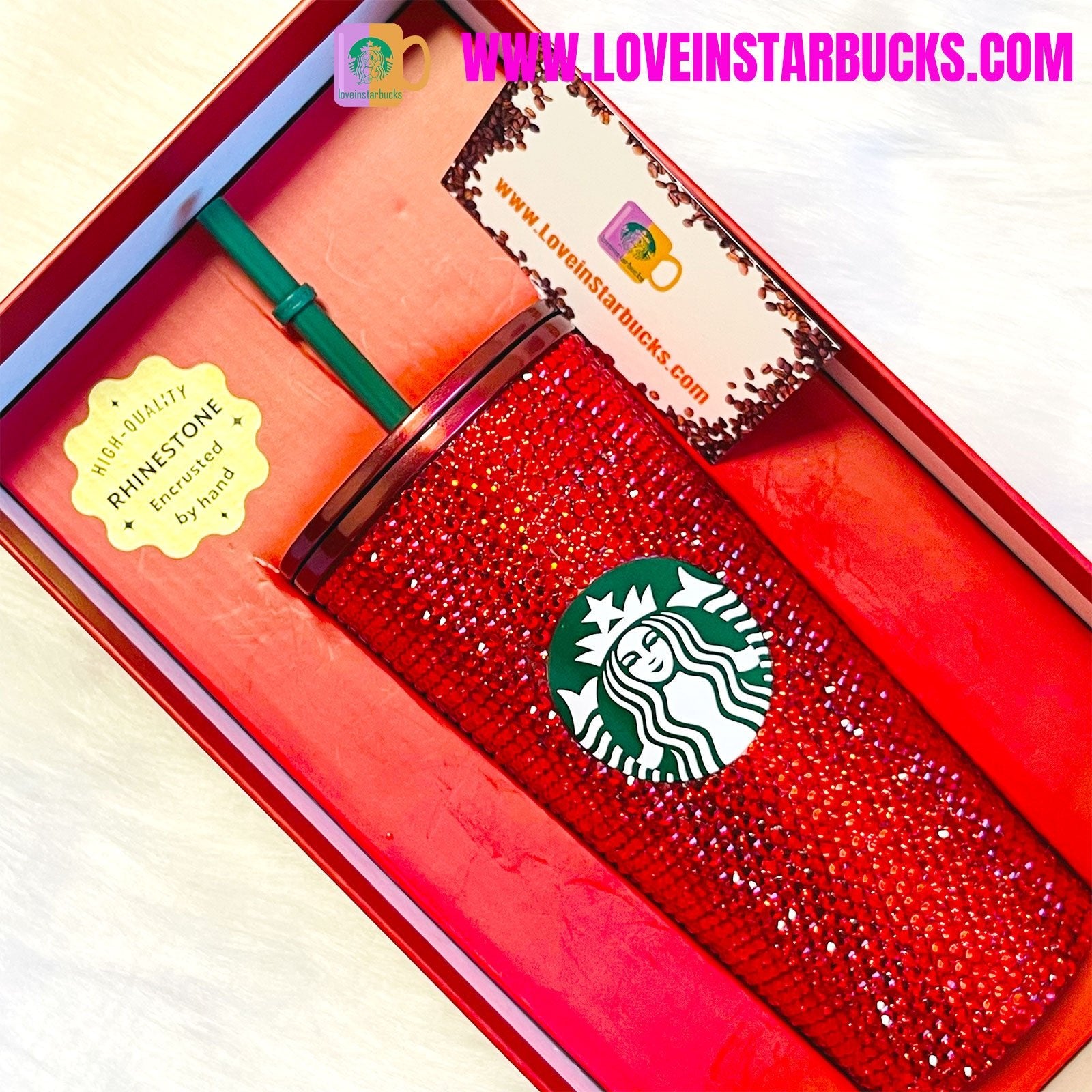 Starbucks Europe red bling studded hot 16oz