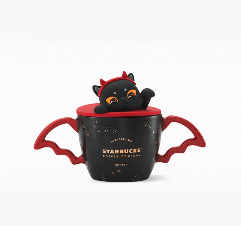 Starbucks China 2021 Halloween 380ml black cat wings dress up mug - loveinstarbucks