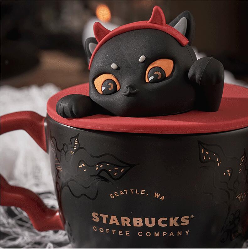 Starbucks China 2021 Halloween 380ml black cat wings dress up mug - loveinstarbucks