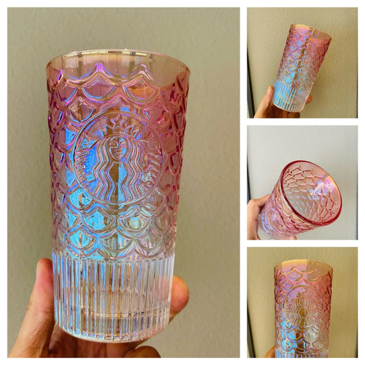 Starbucks China 2022 anniversary Gradient pink fish scales glass 450ml