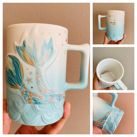 Starbucks China 2022 anniversary marine blue fish tail mug 415ml