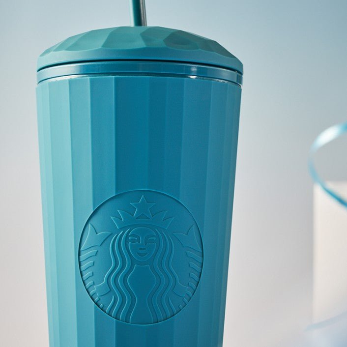 Starbucks China 2022 Christmas x1 blue green series - matte blue dome straw cups 24oz